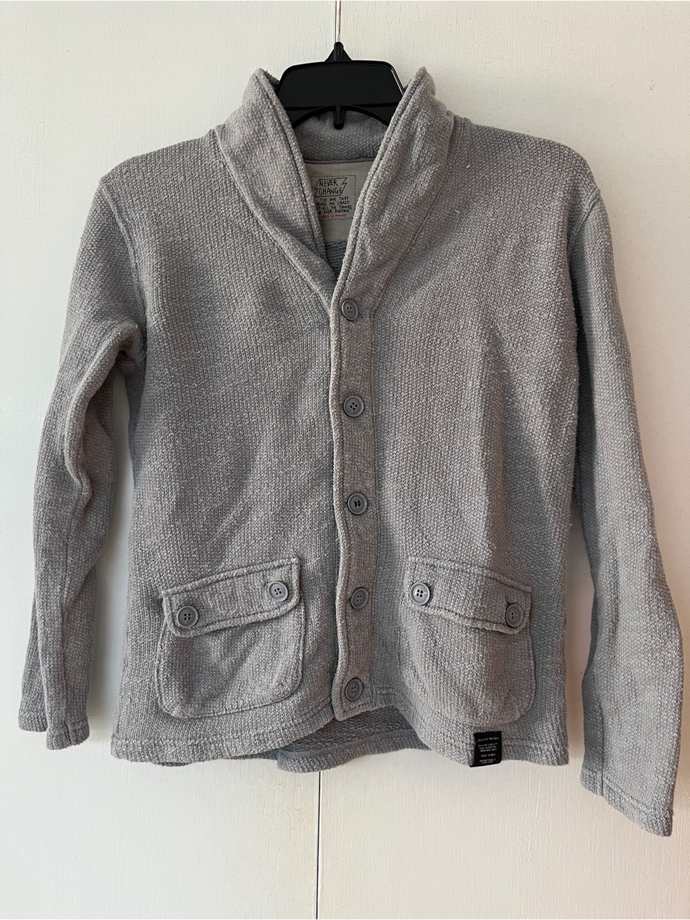 Cozy Grey Button-Front Women's Knit Jacket